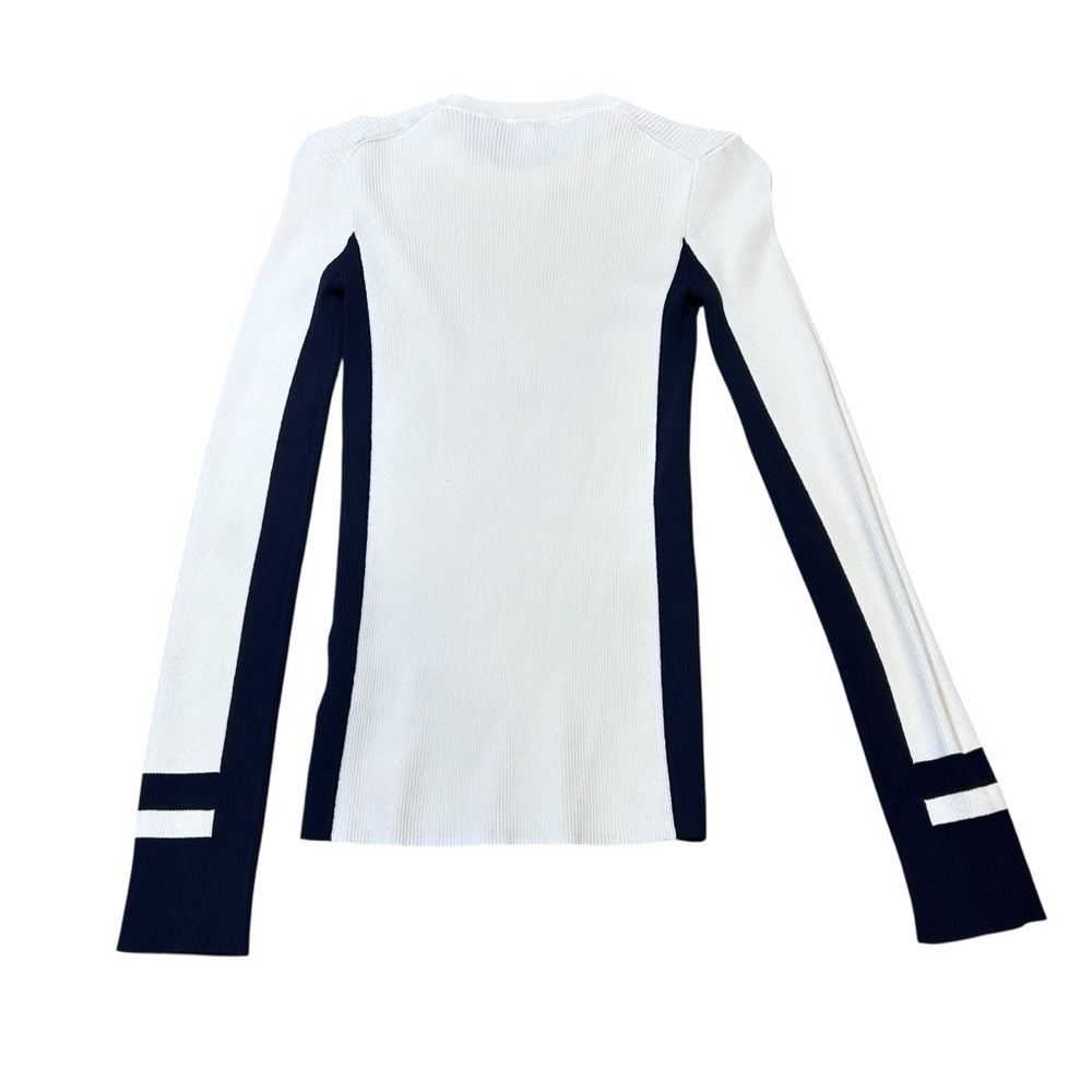 Tibi white color block pullover ribbed knit top size small minimalist capsule - Picture 3 of 8